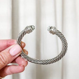 RARE FIND 7mm David Yurman Cable Crossover Bracelet with Prasiolite and Diamonds